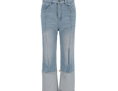 Straight Tube Splicing Smoke Pipe Jeans